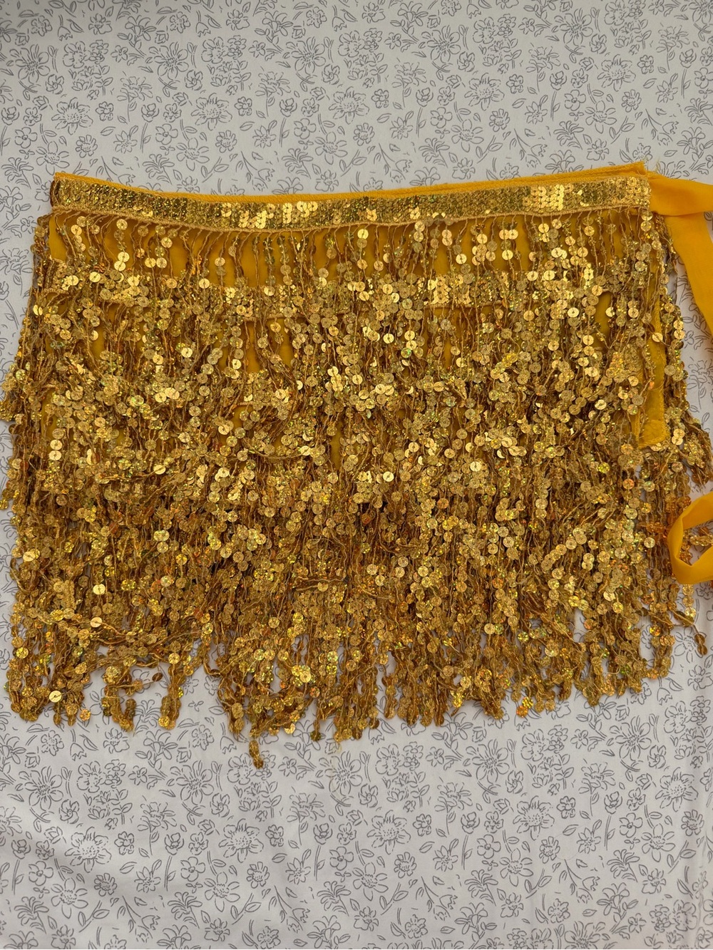 Gold Sequin Fringe Hip Scarf